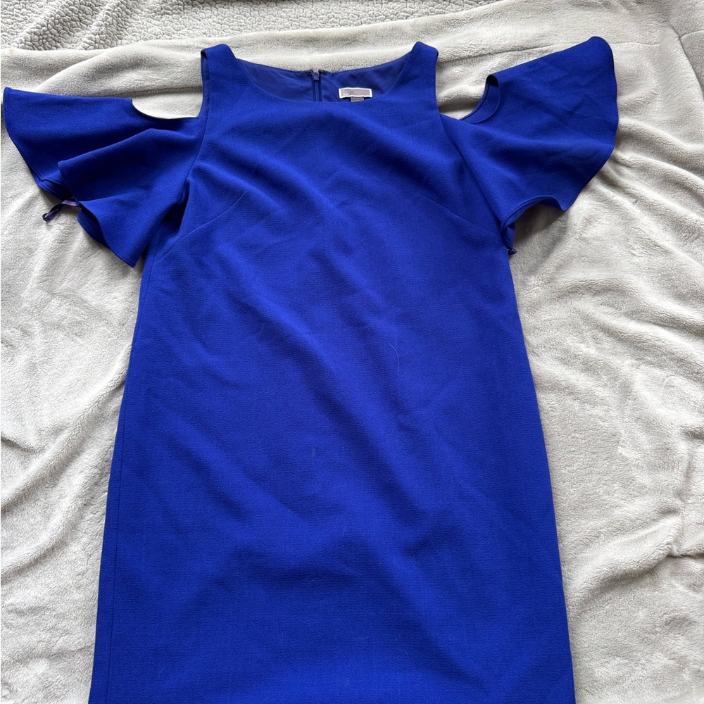 Chelsea28 Vibrant Blue Dress with Ruffle Sleeves